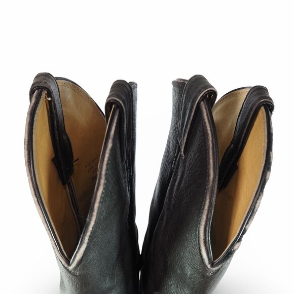 Justin Boots 3154 VTG Leather Cowboy Western Boots Men's 7.5E Black USA Made - Picture 11 of 11